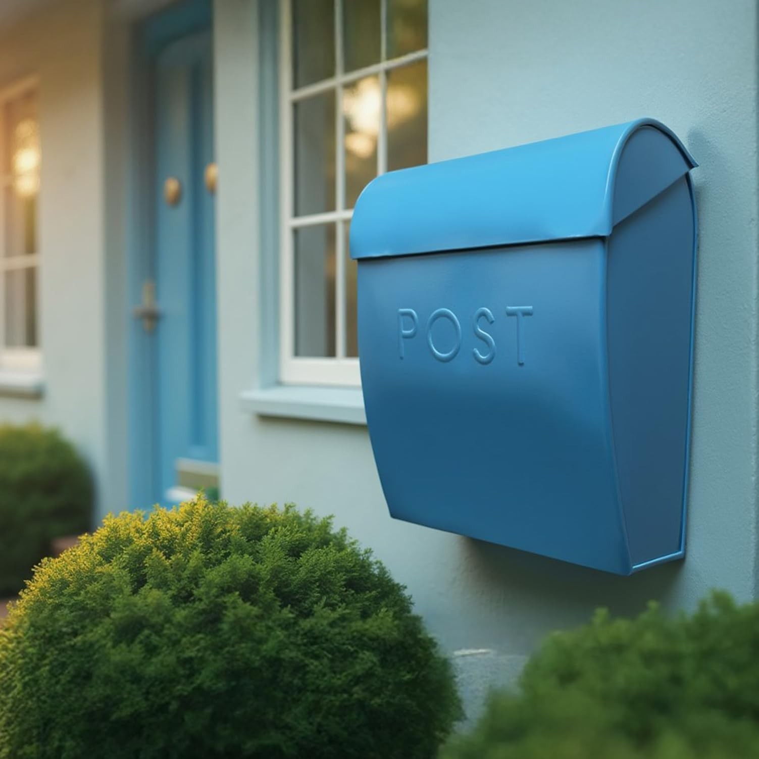 NACH Large Wall Mount Mailbox, 15.07 x 12.44 x 5.39 inches, Blue Mailboxes fo…