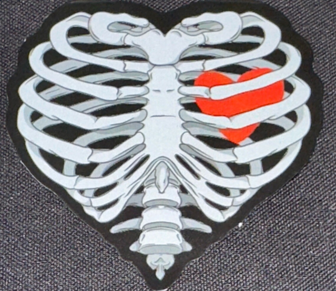 SKELETON HEART STICKER✨🖤☠️🖤✨2 1/2” X 2 1/2”✨GLOSSY✨LOVE IS IN THE AIR❤️✨