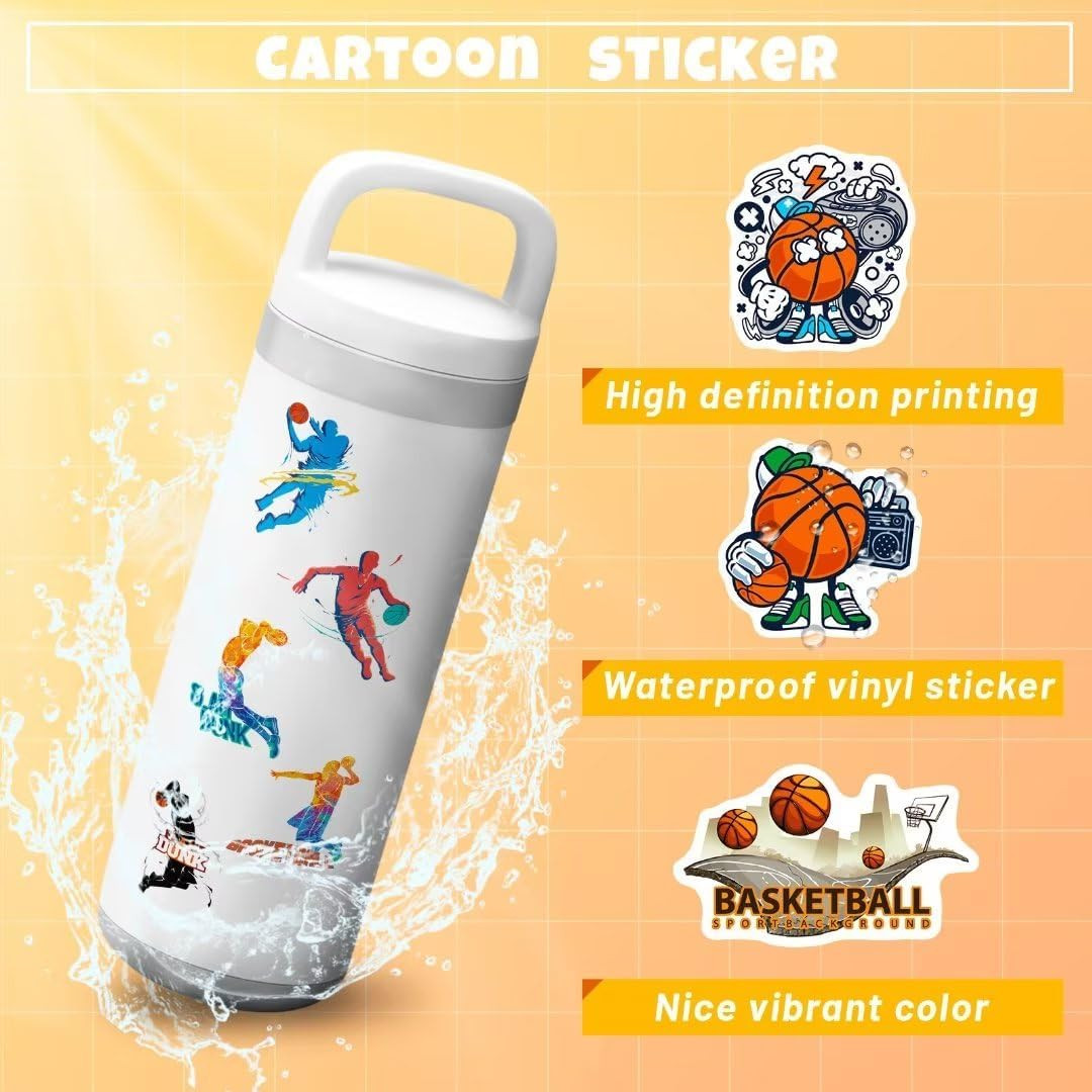 Basketball Stickers for Kids Teens Adults, 100PCS Vinyl Waterproof Basketball Sp