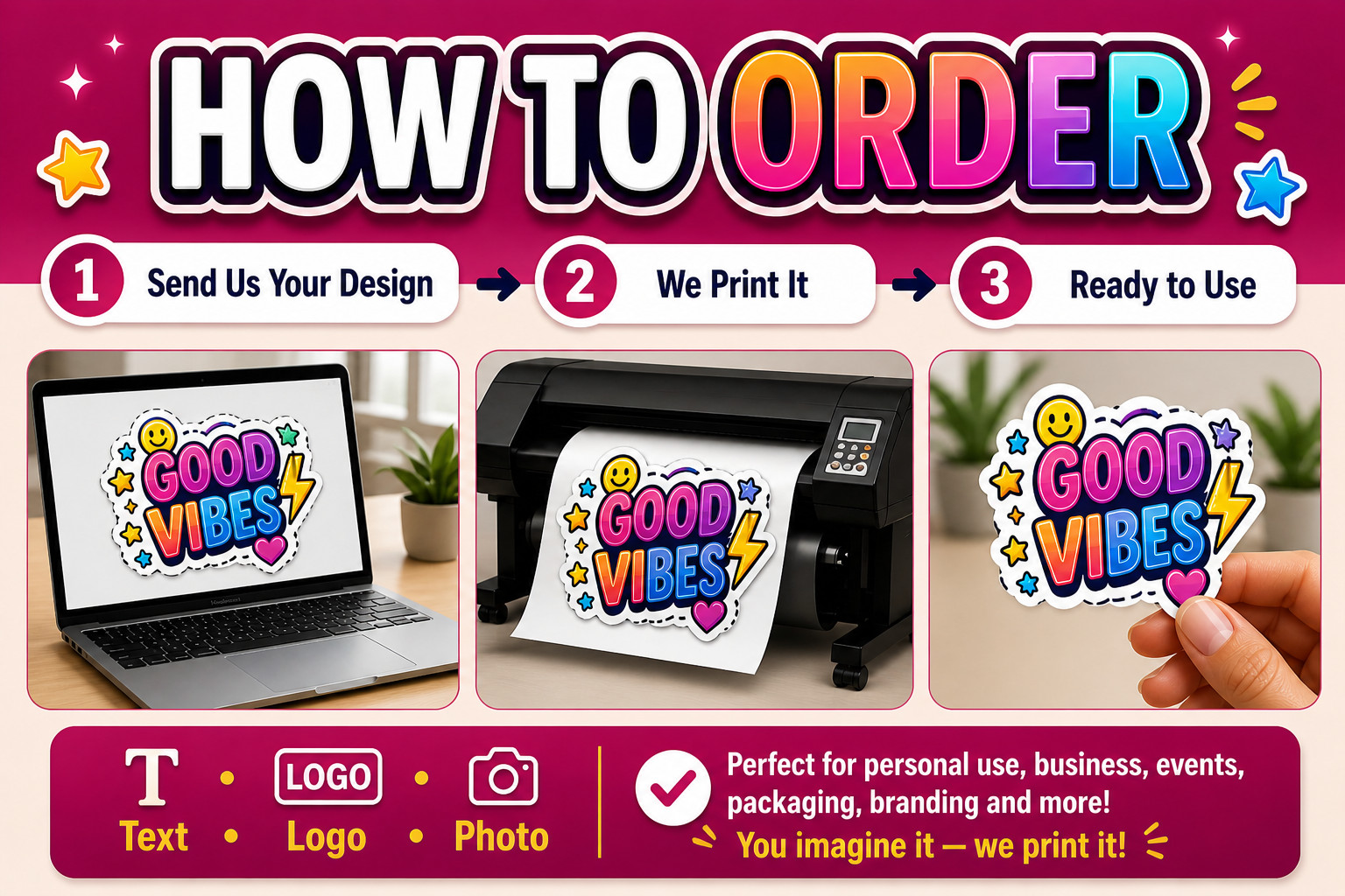 Custom Die Cut Vinyl Stickers Waterproof Gloss Laptop Car Bottle Decals Labels