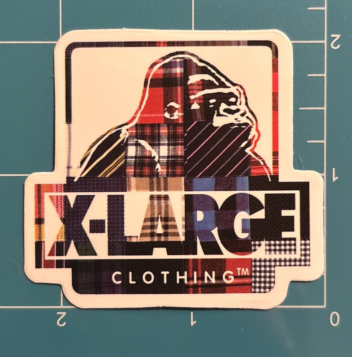 X-LARGE Clothing Plaid Gorilla Logo Vinyl Sticker #B34