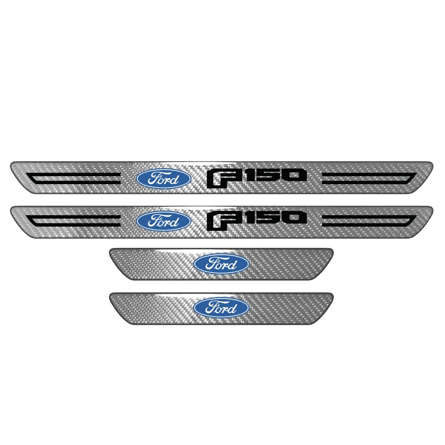 Ford F-150 2015 up Silver Carbon Fiber Universal Door Sill Protector Kick Plates