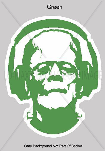 Frankenstein With Headphones Spooky Cool Hot Monster Art Decor Printed Sticker
