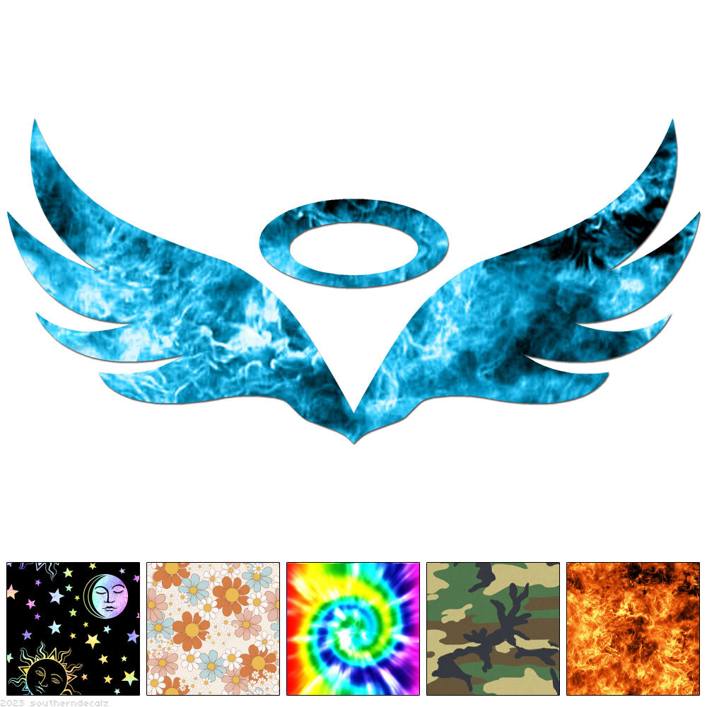 Angel Wings Halo – Decal Sticker – Multiple Patterns & Sizes – ebn6737