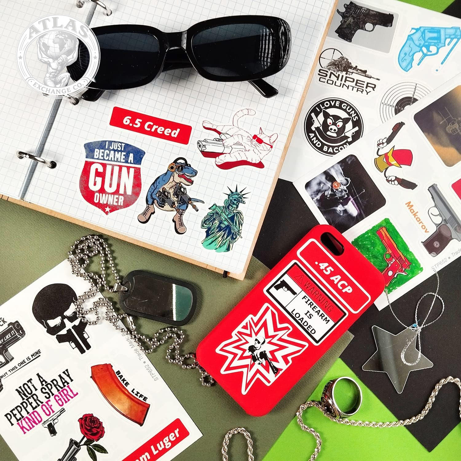 Bulbacraft 100Pcs Funny Gun Stickers, Firearm Stickers, Guns and Ammo Decals, Ta