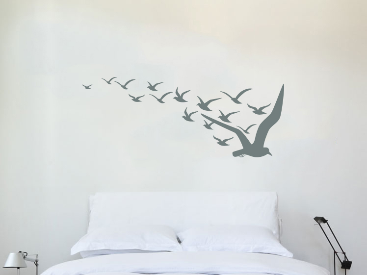 Bird Wall Decal Vinyl Stickers Flock Of Flying Birds Seagull Decor Bedroom ZX118