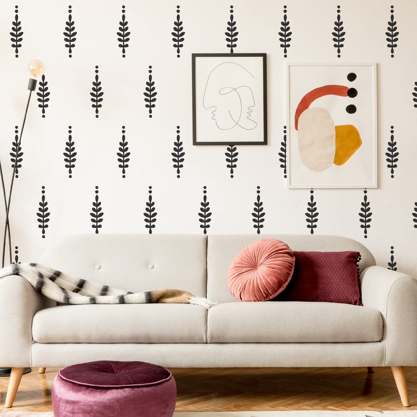 SHYJSHYJ A Room with Floral Vinyl Leaves Wall Decals, Peel and Stick Black