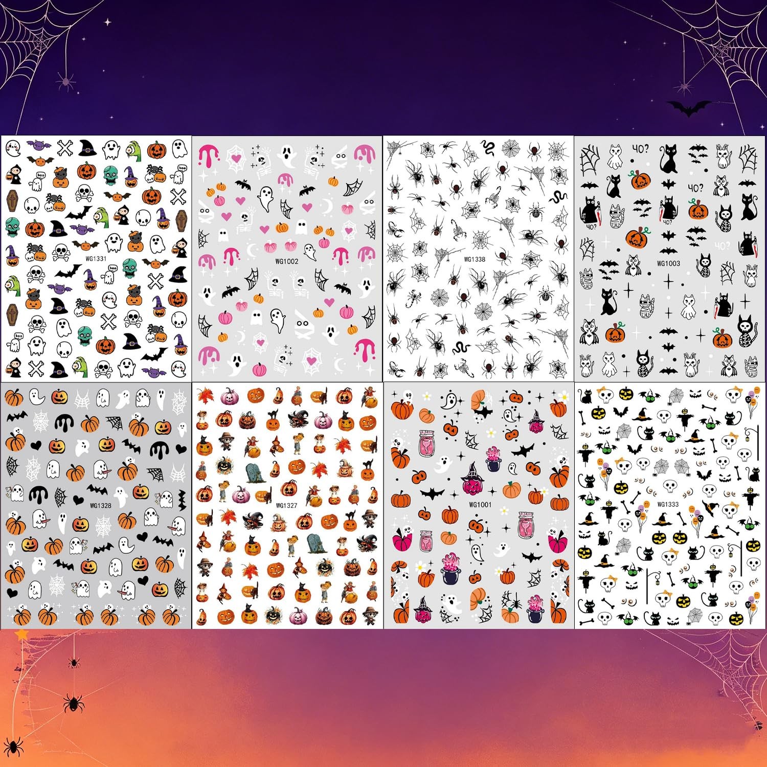 8 Sheets Halloween Nail Art Stickers for Women 3D Self-Adhesive 1, Style 12