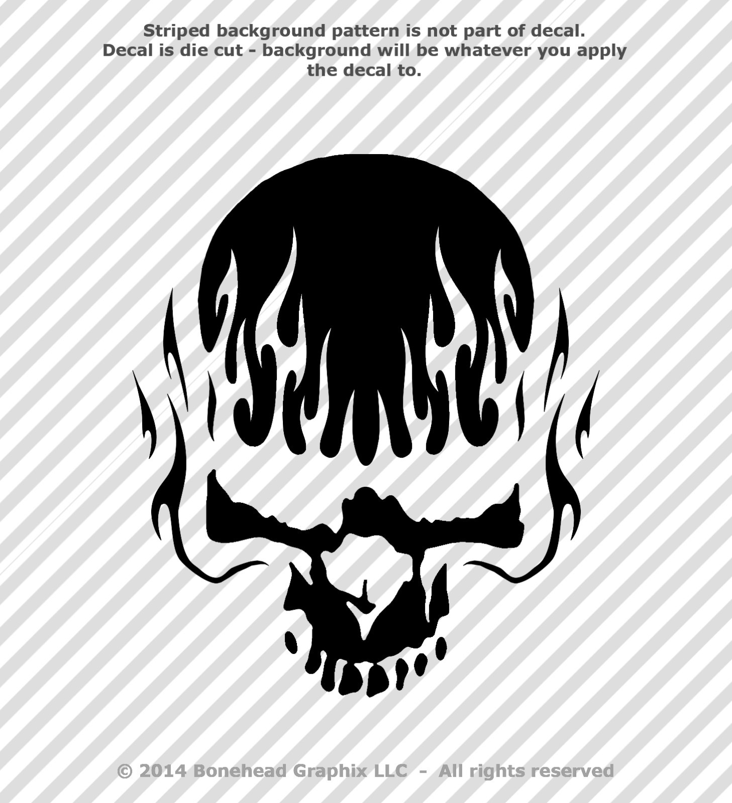 Flaming Skull 6.5 inch Vinyl Decal Sticker Zombie Outbreak Fire Walking Dead