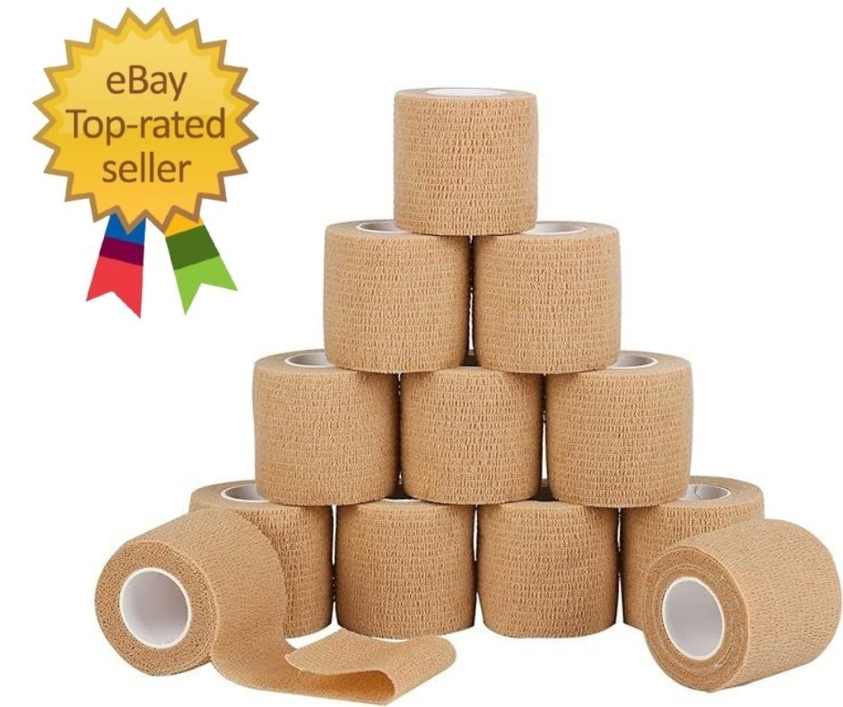12 Pack Self Adherent Cohesive Wrap Bandages 2 Inches X 5 Yards,First Aid Tape,