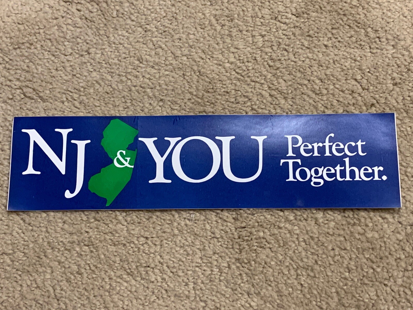 ORIGINAL Vintage 1986 New Jersey "NJ & YOU Perfect Together" Bumper Sticker