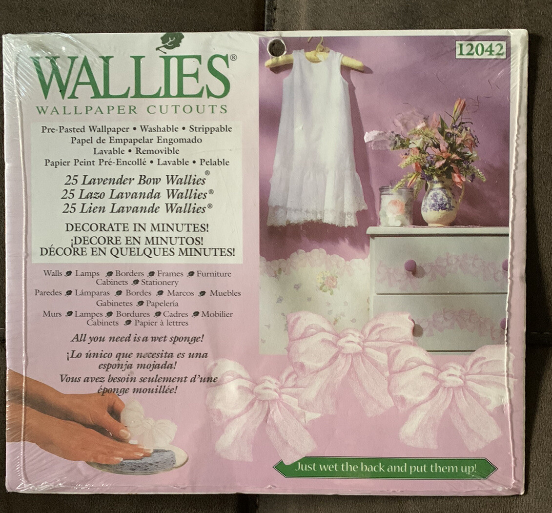 Wallies Wallpaper Cutouts 25 Lavender Bow 12042 Pre-pasted NEW