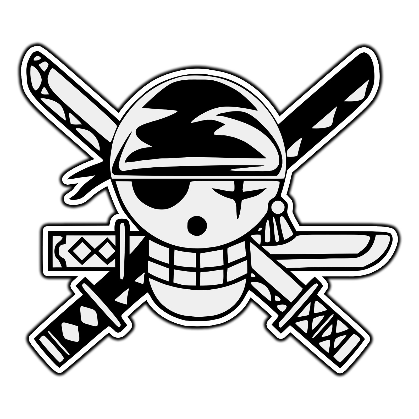 #3933 One Piece Zoro Skull Mugiwara B&W #1 Pirate Sticker Waterproof Vinyl Decal