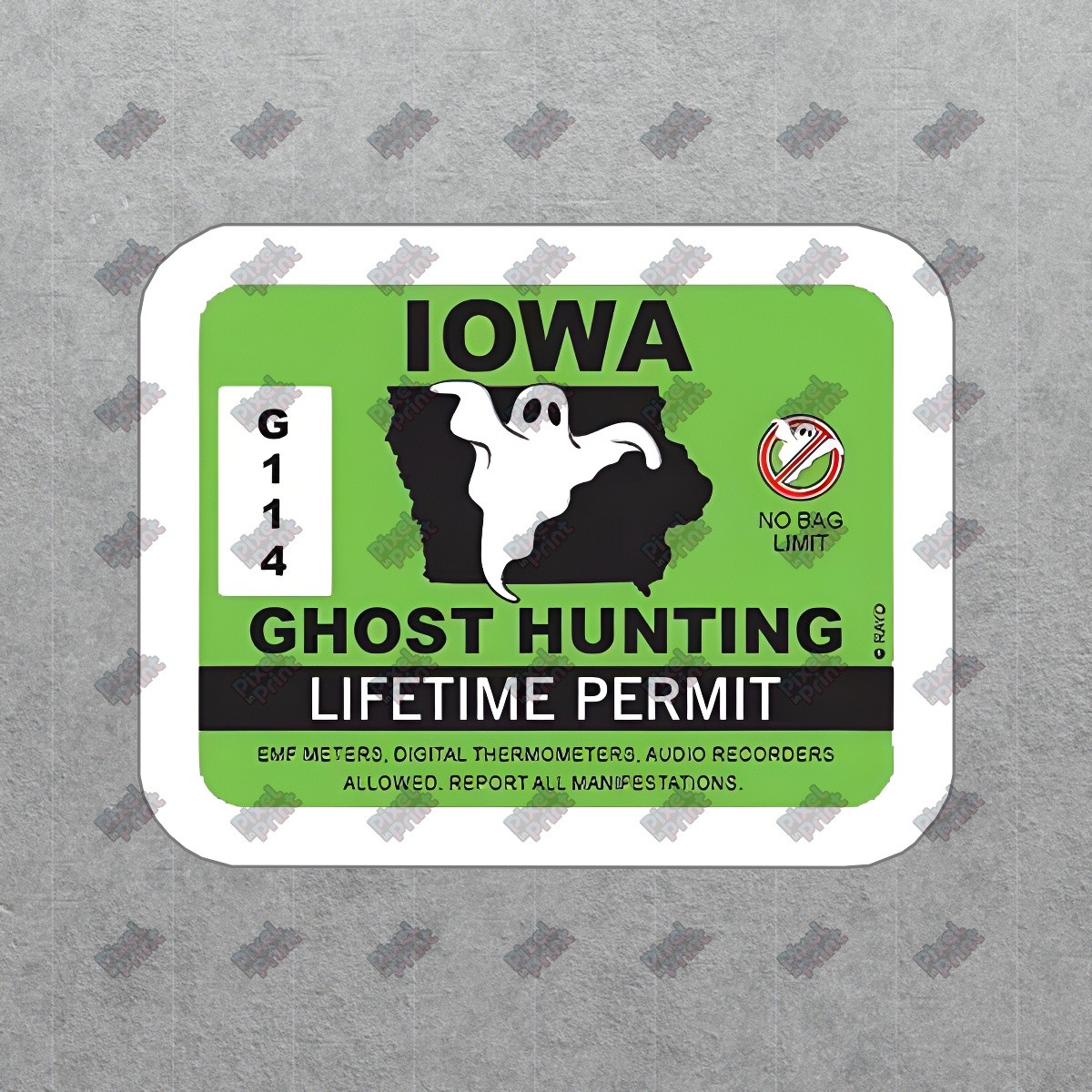 Iowa Ghost Hunting Lifetime Permit Vinyl Sticker Paranormal Decor #267087