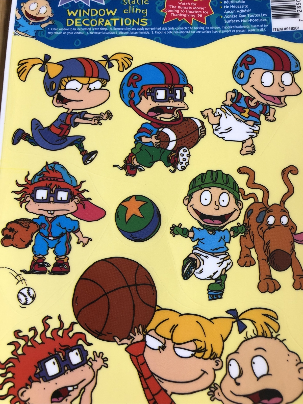 Rugrats Static Cling Window Decorations Nickelodeon 1997 Sports Football Soccer