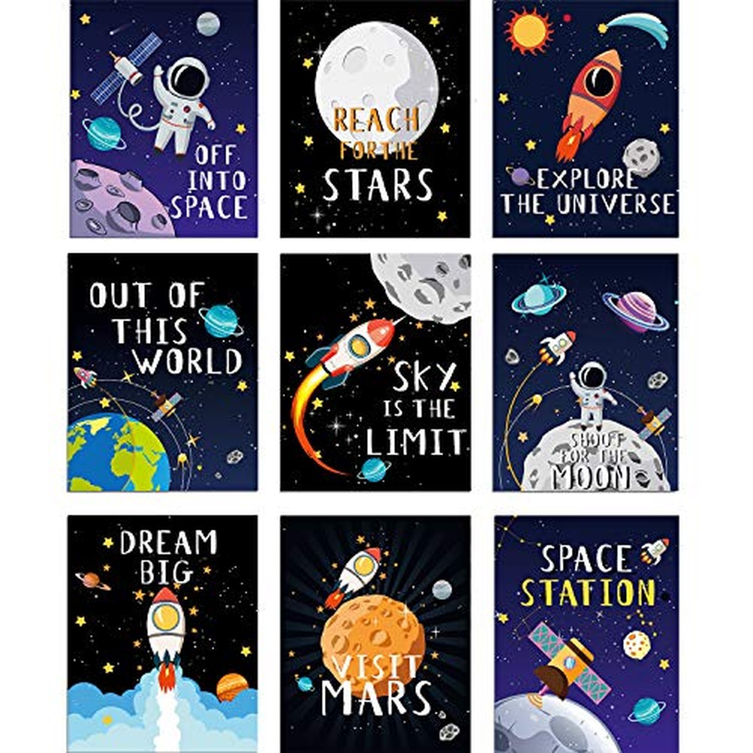 Blulu 9 Pieces Outer Space Decor for Kids Room Boy Bedroom Space Posters 8 x …