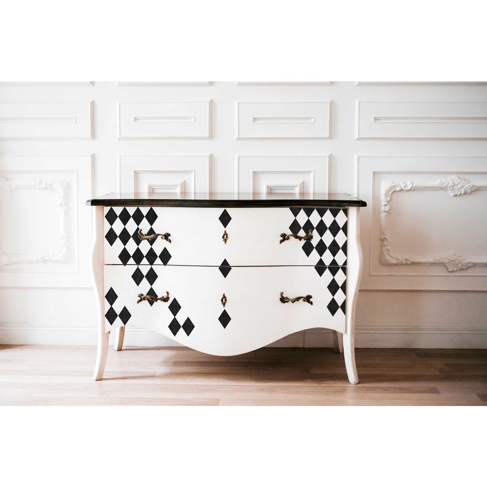 Re Design by Prima Transfer Sticker Harlequin 24×35" Black Diamond Motif