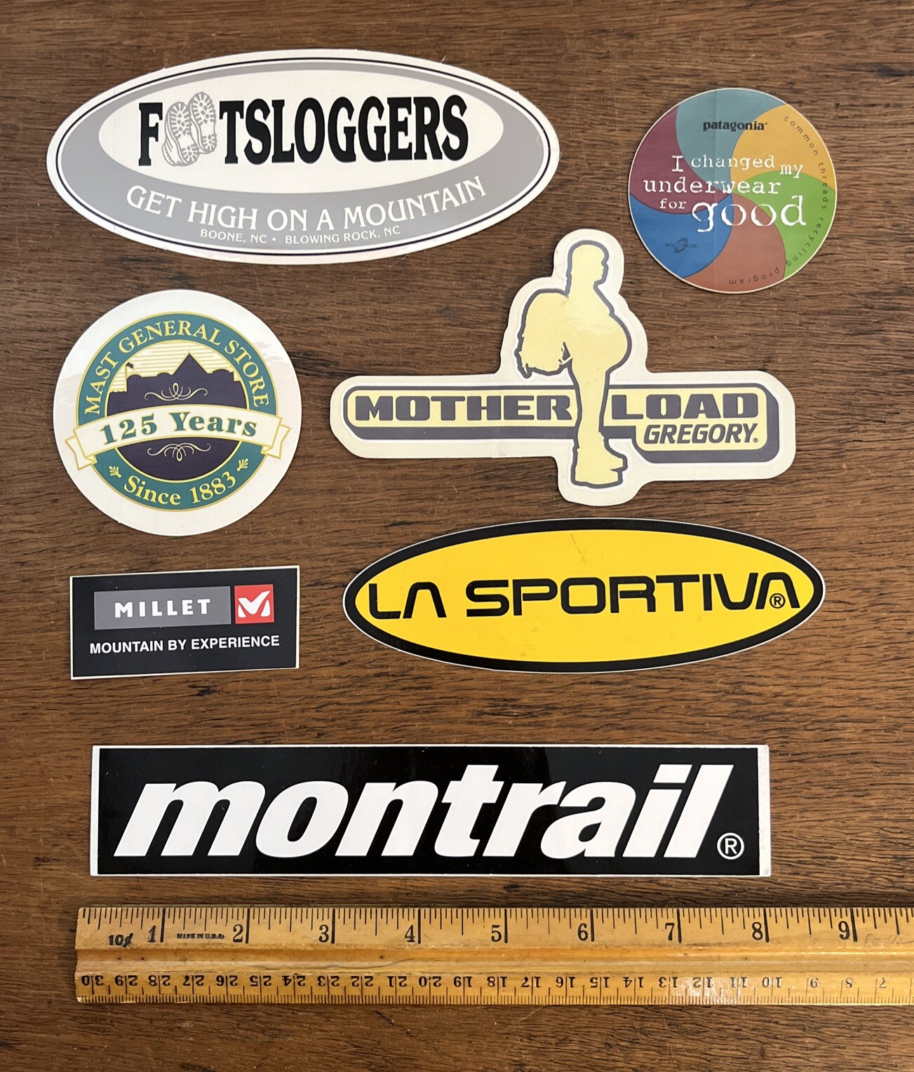 Outdoors Hiking Stickers Lot of 7 Patagonia Gregory Millet Mast Montrail