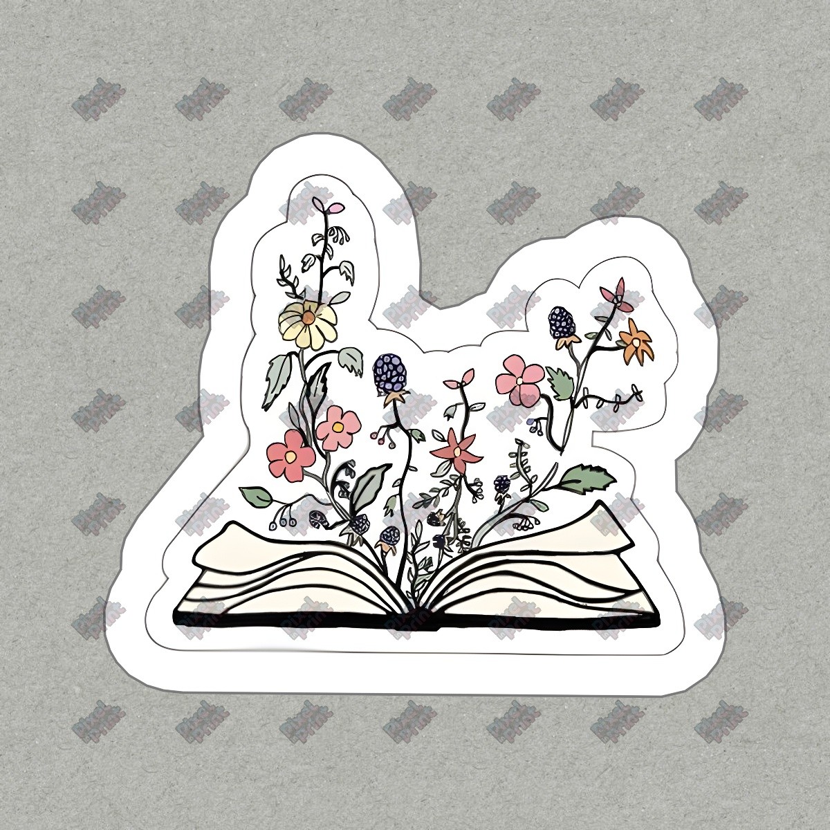 Floral Book Vinyl Sticker Nature Decor Decal for Laptops, Water #622472