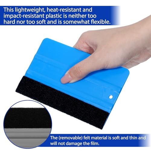 3 Pcs Squeegee for Vinyl, Black Felt Edge Vinyl Squeegee 4in, 5in, 6in Felt
