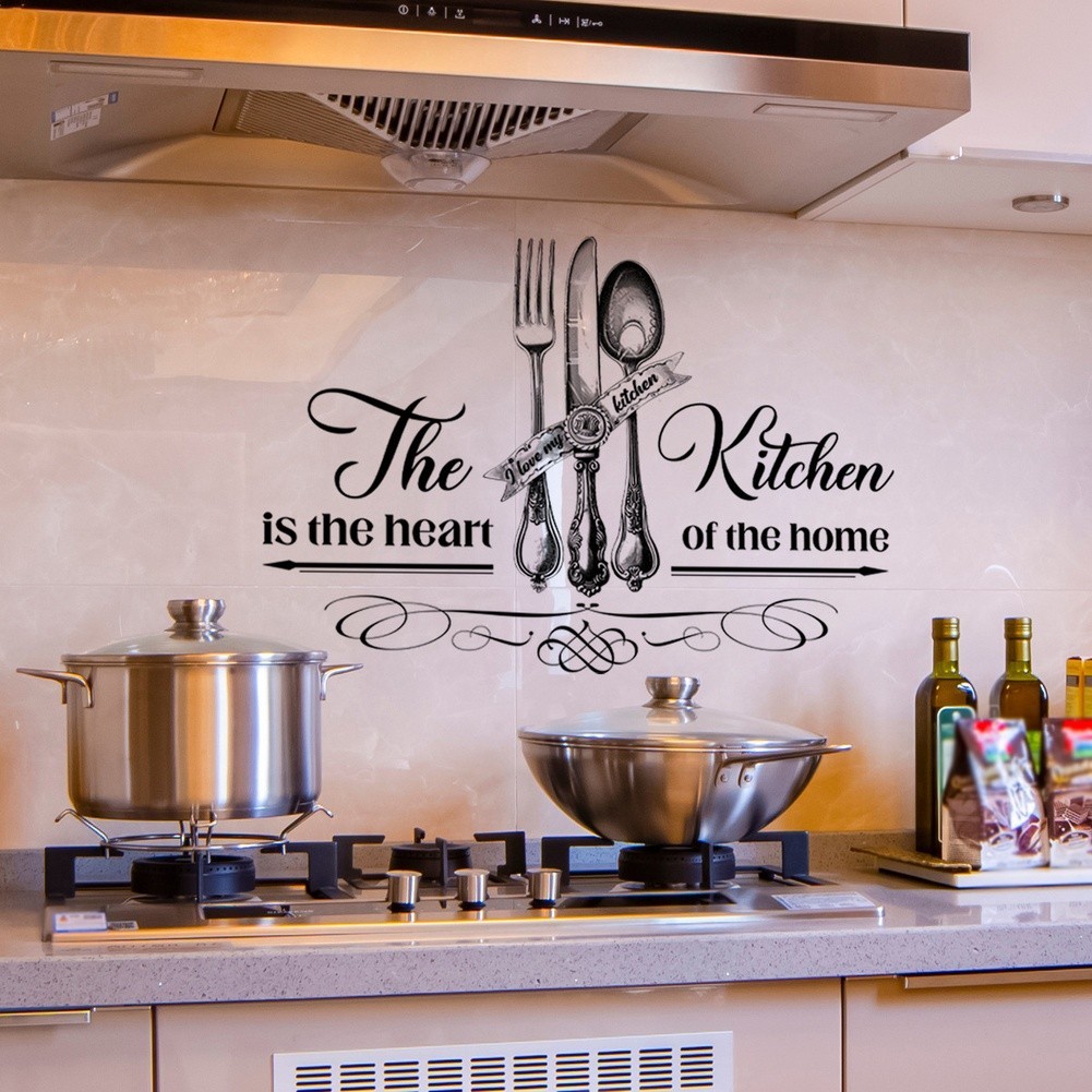Removable Kitchen Wall Sticker Fork Utensil Pattern PVC for Home and Bedroom