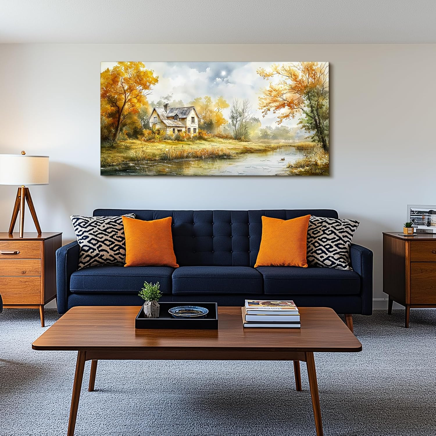 Rustic Autumn Landscape Wall Art for Living Room & Bedroom, 29"X57