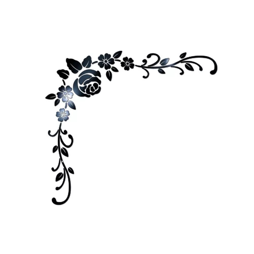 2pcs 3D Acrylic Mirror Flower Wall Stickers Mural Decal Removable Home Art Decor