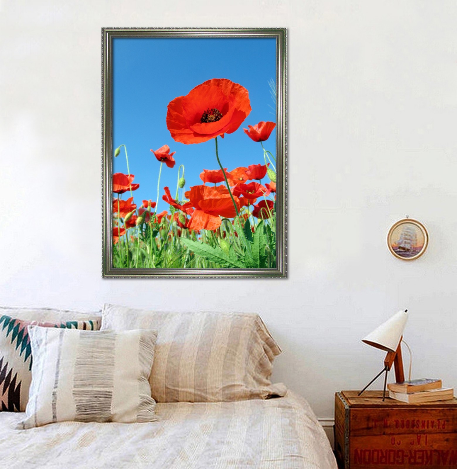 3D Blue Sky Flowers 55 Fake Framed Poster Home Decor Print Painting Unique Art