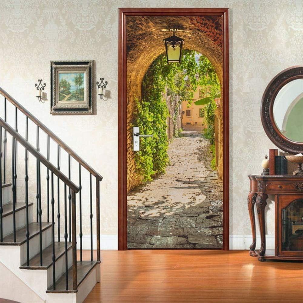 Lifelike 3D Door Mural – TOSKANA Corridor Peel & Stick Decor for Living Spaces