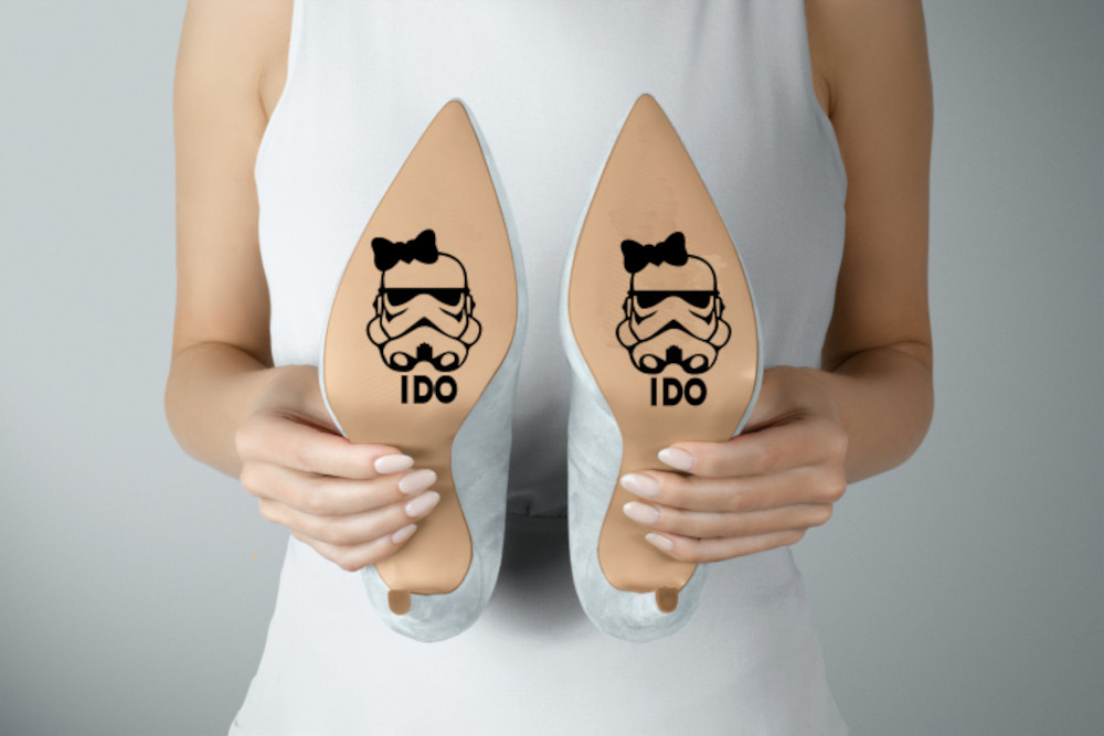 Star Wars Couples Wedding Shoe Sticker Decal – Unique Wedding Accessory – 142