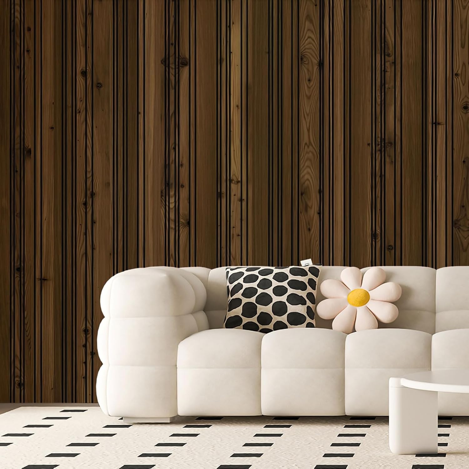4-Pack Glue-On Wall Panels Wood Grain Texture Interior Wall Decor 104"x12"