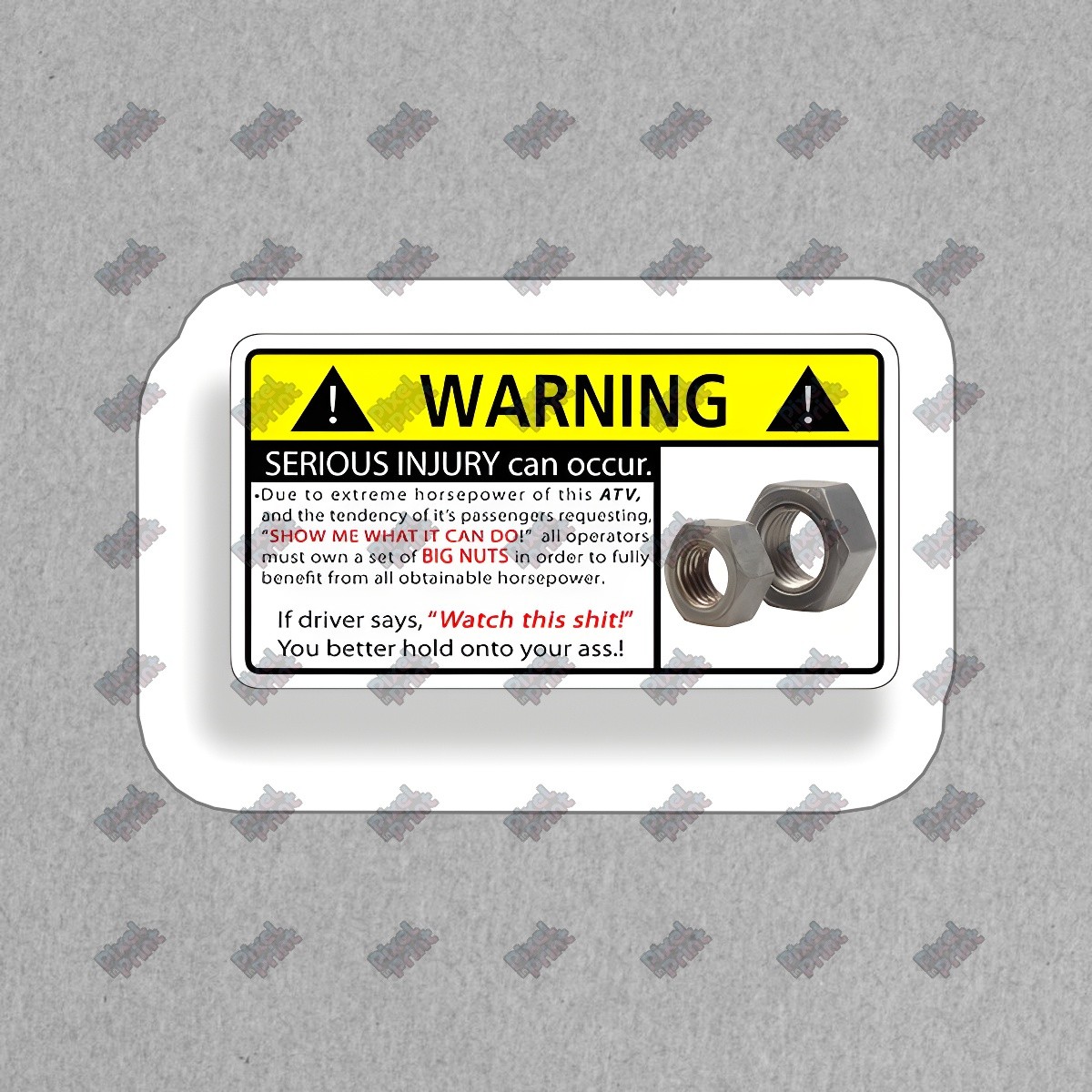 Funny ATV Warning Decal Serious Injury Alert Big Nuts Humor Sticker #526271