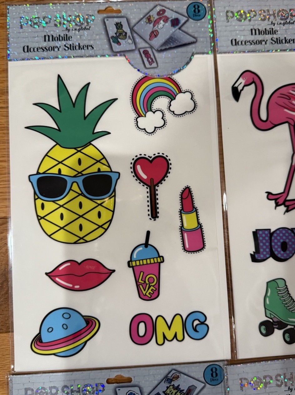 Pop Shop Mobile Accessory Stickers Tiger Pizza 8pc Lot Of 4