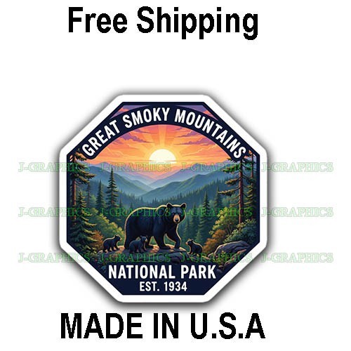 Great Smoky Mountains National Park Vintage Style Travel Decal, Vinyl Sticker C