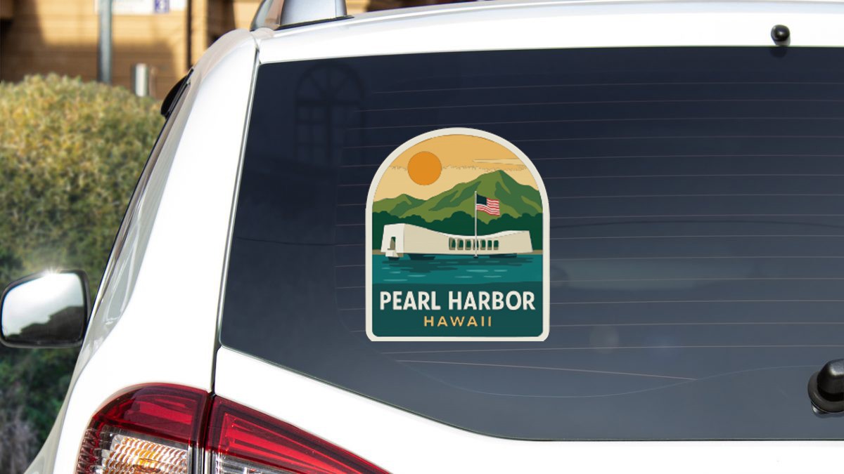 Pearl Harbor & USS Arizona Memorial Hawaii Sticker Decal Vinyl Symbolic Landmark