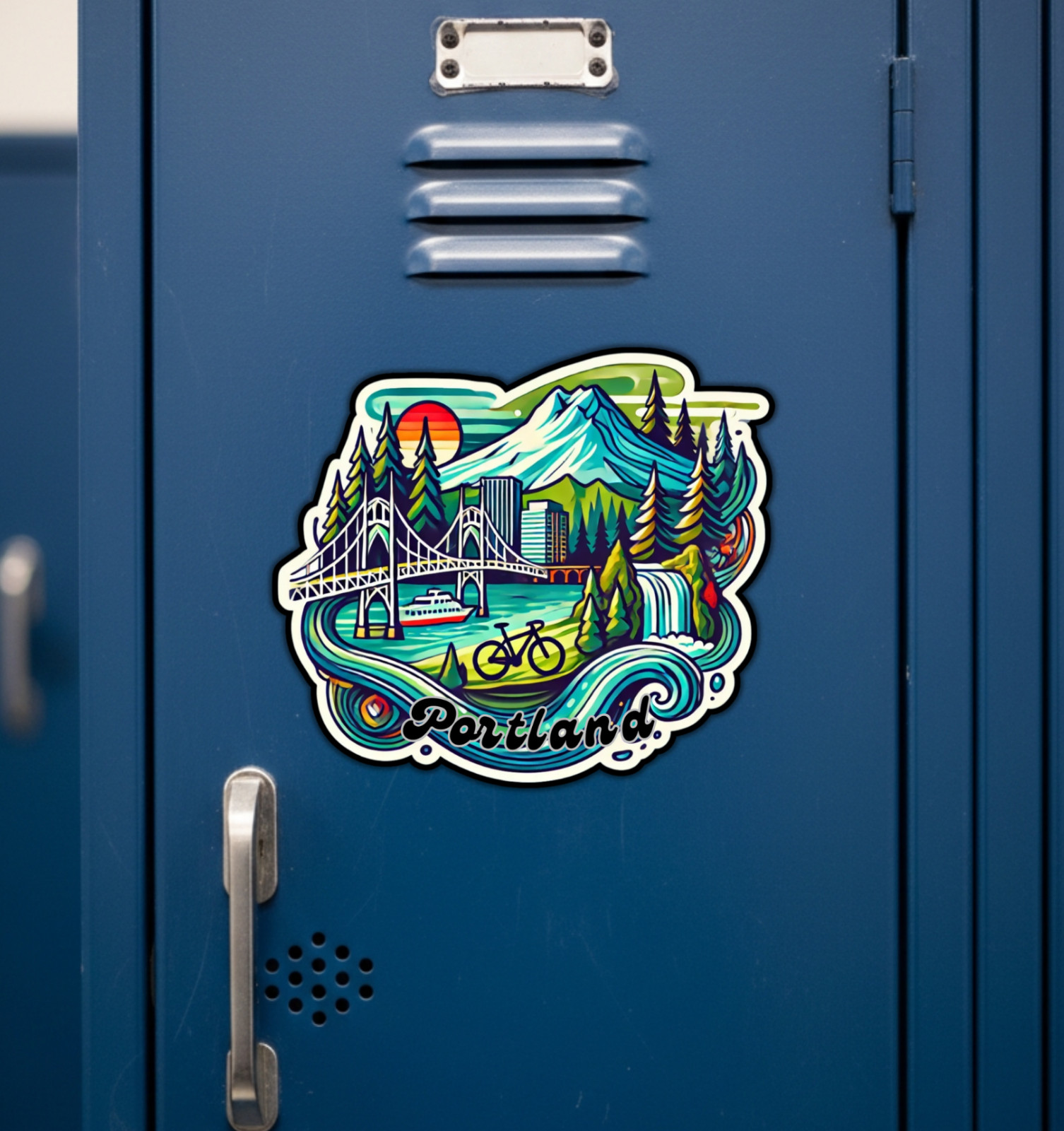 Portland Oregon Mt. Hood Fridge Magnet or Laptop Sticker
