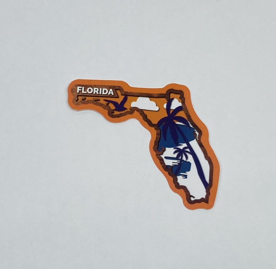 Florida State Map Sticker Beach Art Decal Vinyl USA Travel Souvenirs Journal Tc6