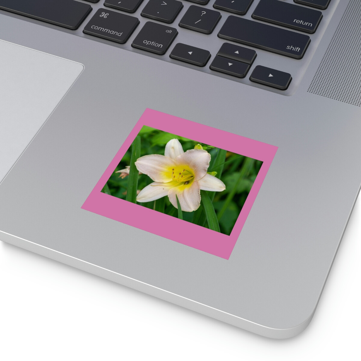 Yellow and Pink Lilly Square Stickers, Indoor Outdoor
