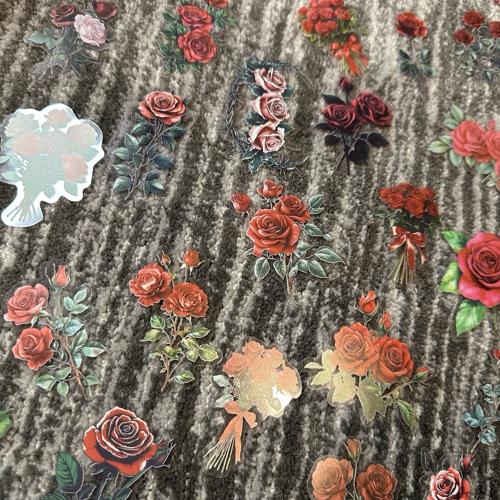 Rose Stickers 50 Flower Transparent Junk Journal Scrapbook Decals Retro New