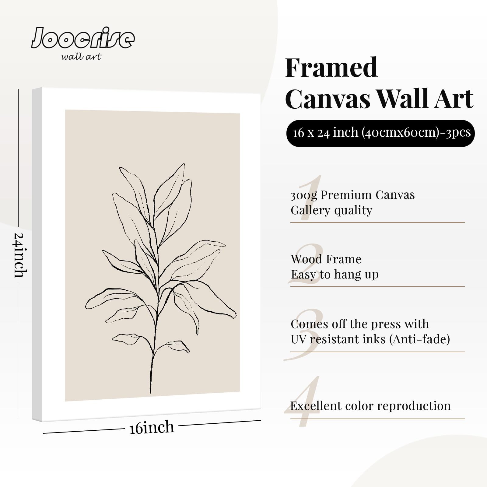 Botanical Wall Art Decor Neutral Wall Decor Boho Beige Canvas Wall Art Botani…