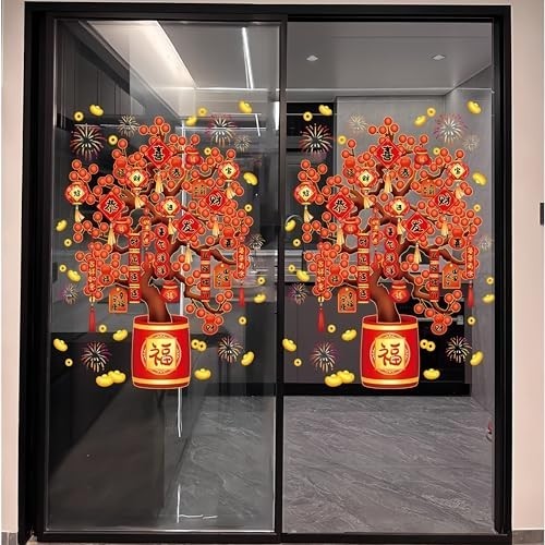 Chinese New Year Window Stickers – Fu Character Static Clings, Zodiac Horse Deco