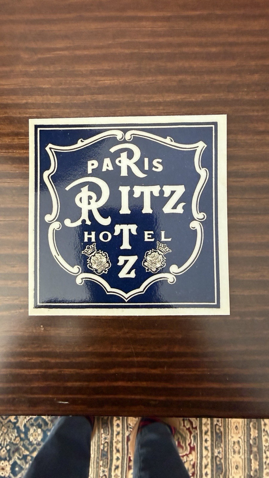 Paris Ritz Hotel Logo Vinyl Sticker 3” Square Navy White