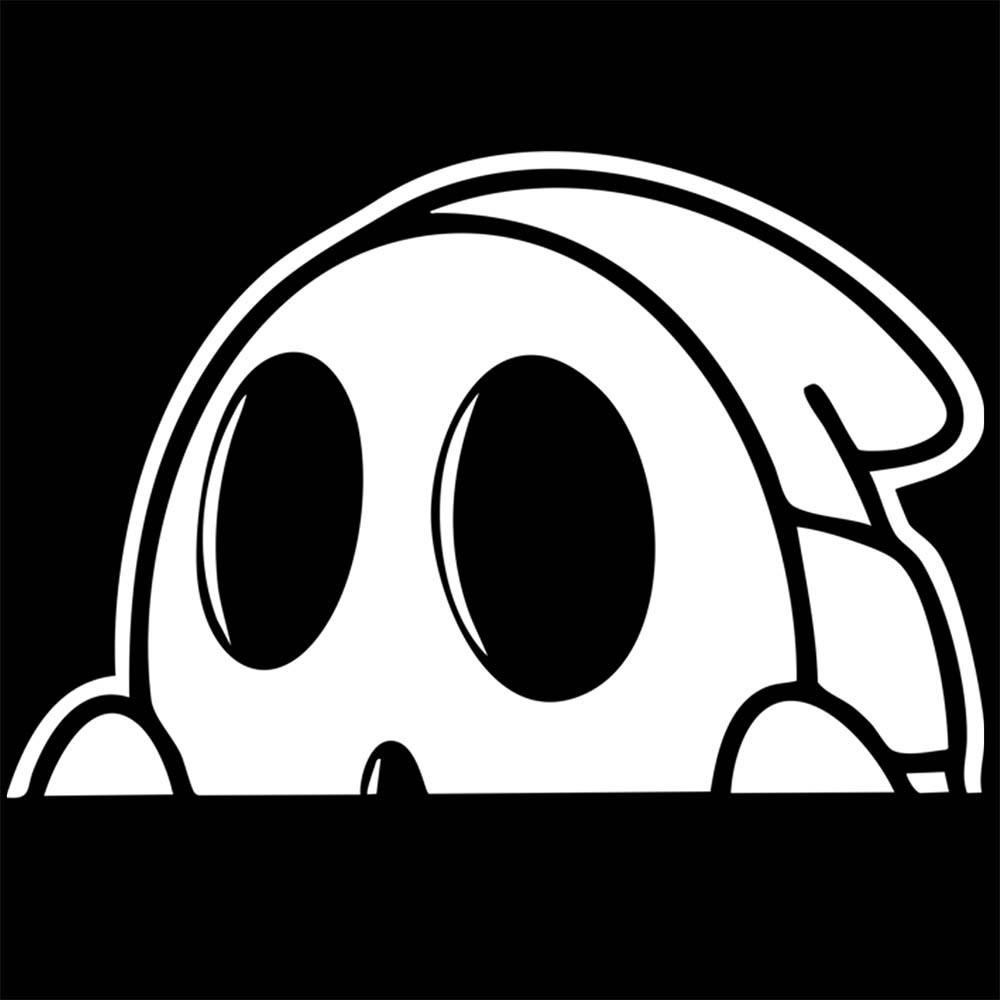 Shy Guy Peeker Decal – Cut Vinyl Mario Sticker | White, Black, Red, Blue, Gray