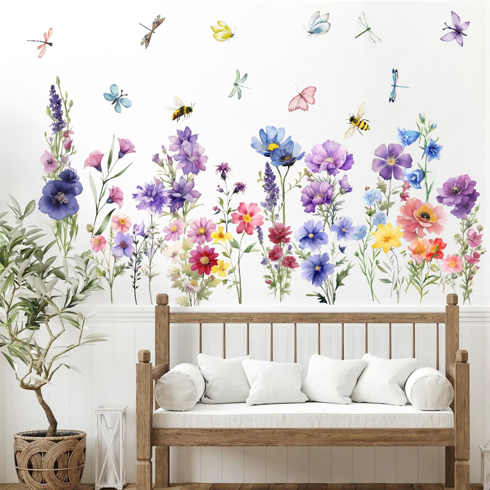 9 Pieces Flowers Wall Decals Flower for Walls Vinyl Color