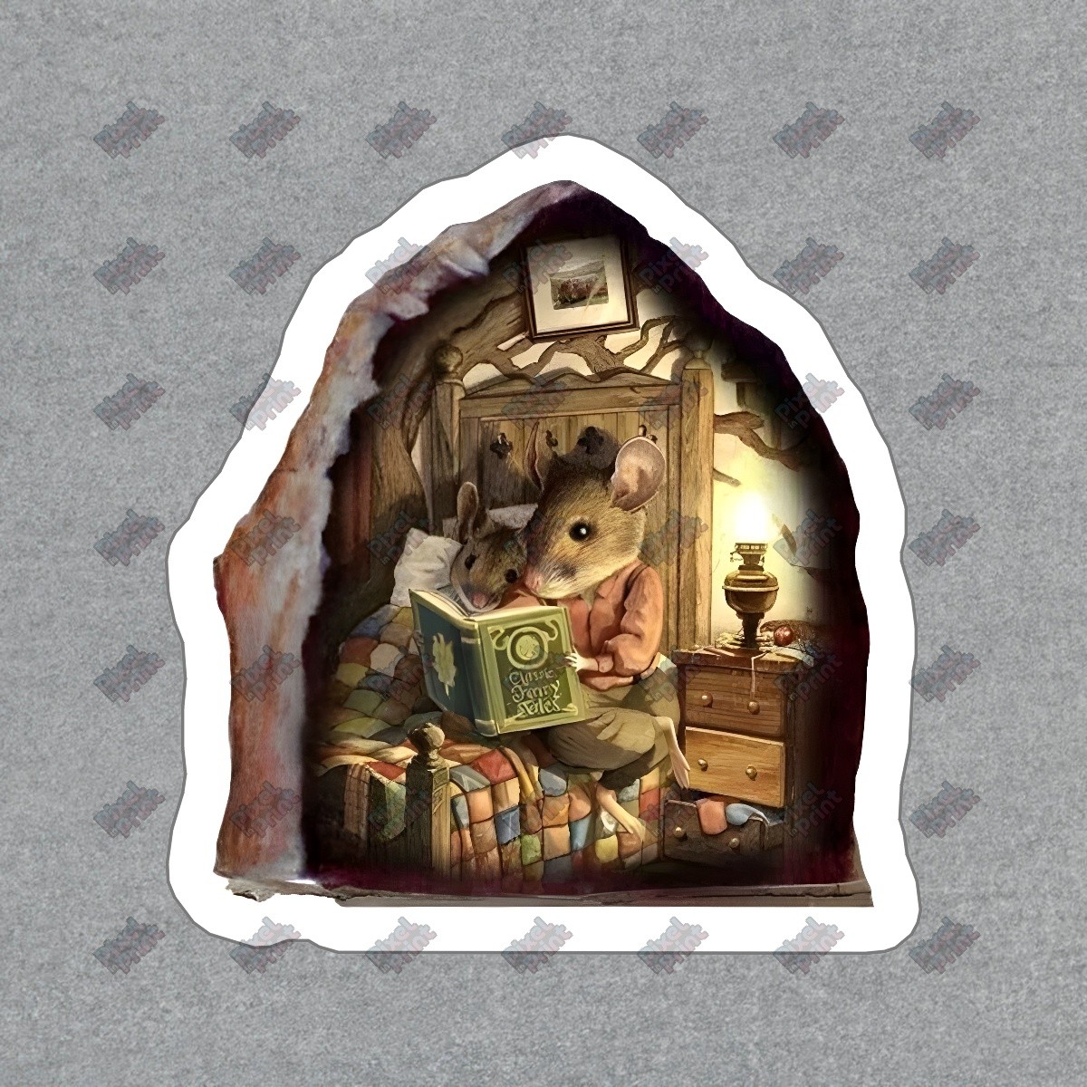 Adorable Mouse Family Reading Vinyl Sticker Cute Animal Decal for #837714