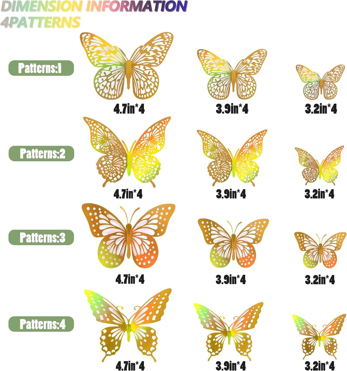 Elegant Butterfly Decals – 48 Removable Gold Wall Decorations in Various Styles