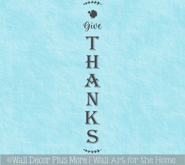 Decal Sticker for Tall Wood Sign Fall Porch Give Thanks Wreath Autumn Turkey Art