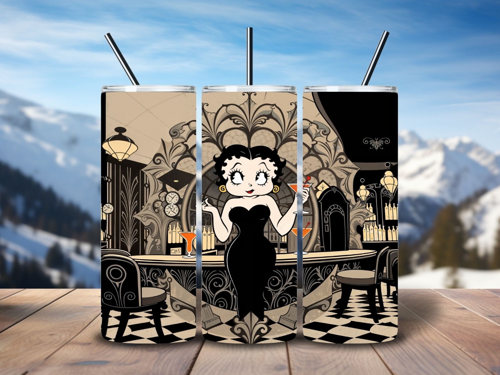 #2- Betty Boop Skinny 20oz Tumbler, Sublimation, Heat Transfer, Seamless Design