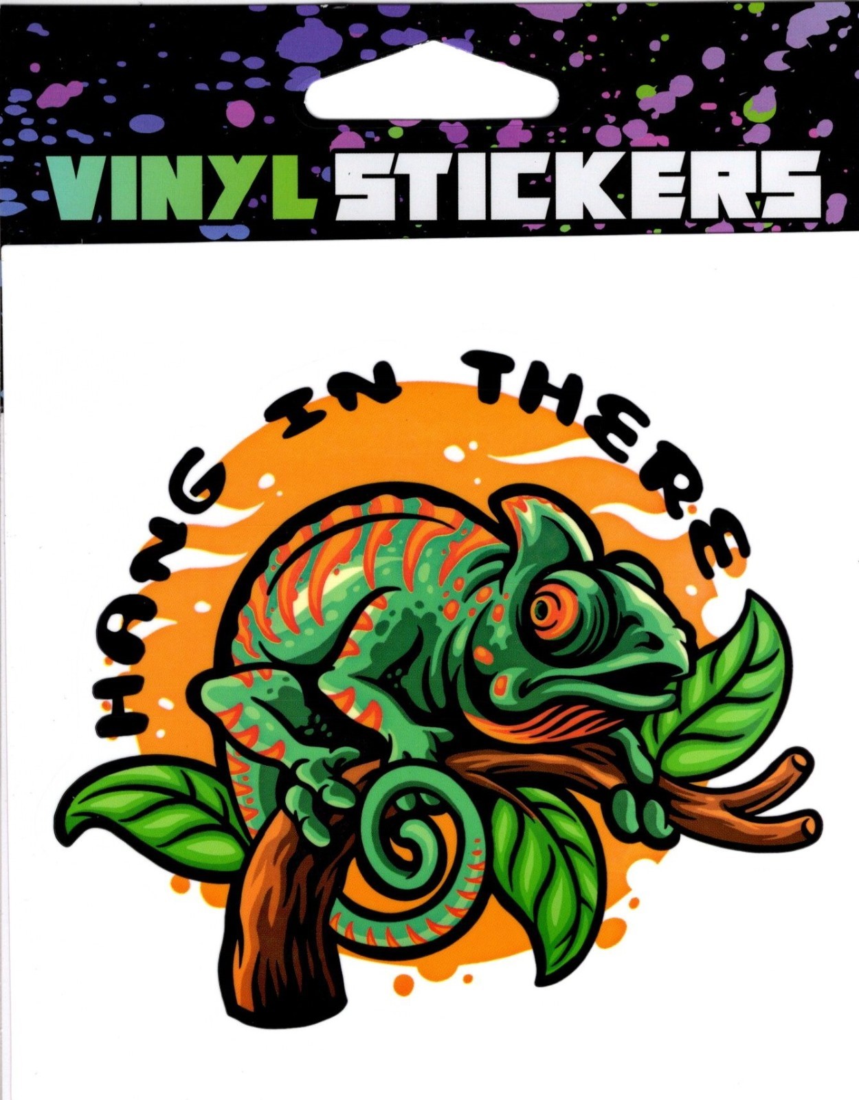Hang in There! Chameleon Vinyl Sticker – 4.25in x 4.25in