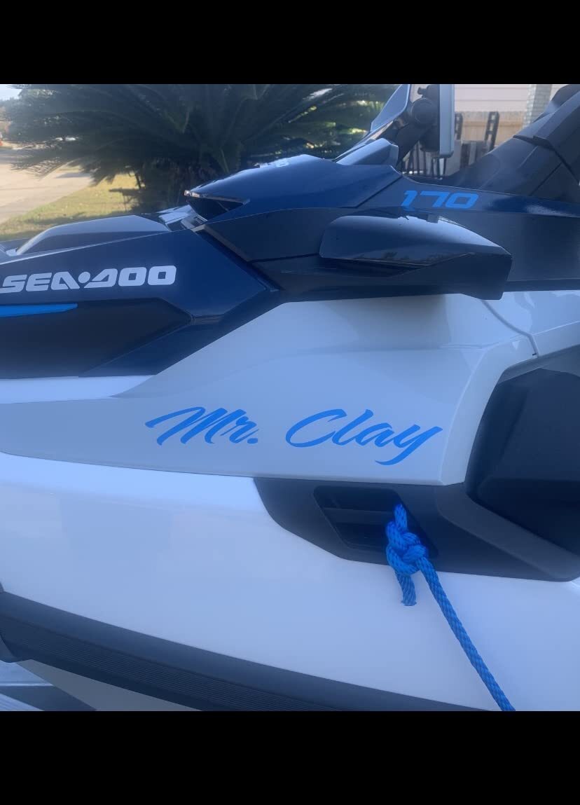 Boat Name Decal 4×24" / Custom Hull Graphic / Premium Marine Vinyl Lettering